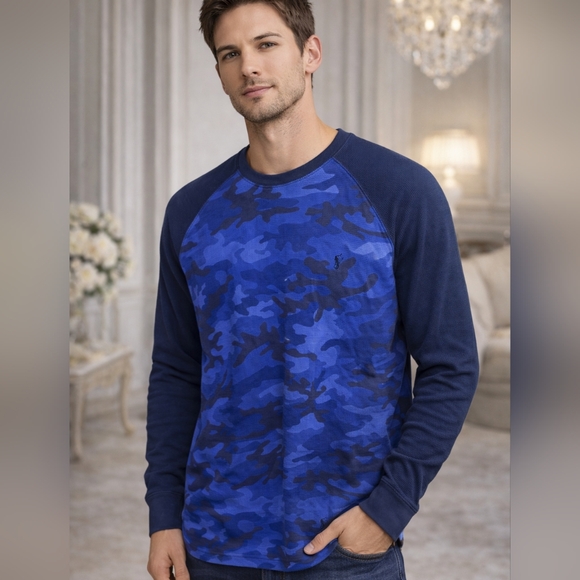 Polo Ralph Lauren Blue Camo Long Sleeve Shirt Sz L - Picture 3 of 7